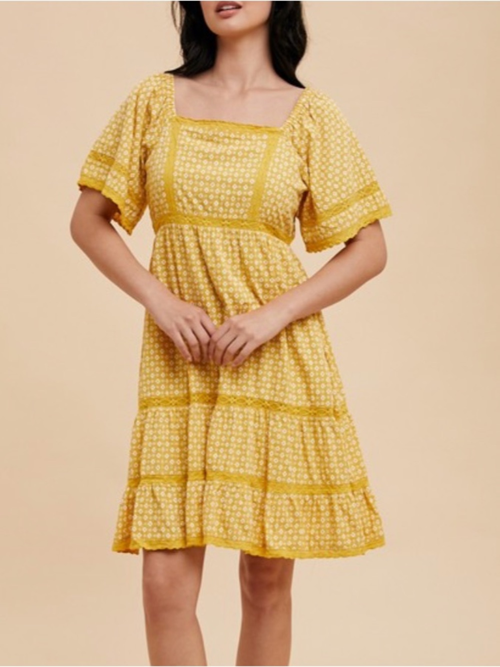 FLORAL SQUARE NECK MINI DRESS